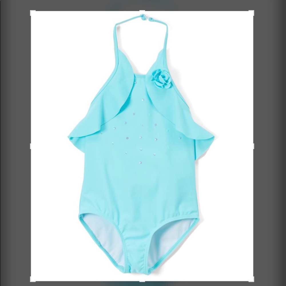 Kate Mack Ruffle Halter One Piece Swimsuit
